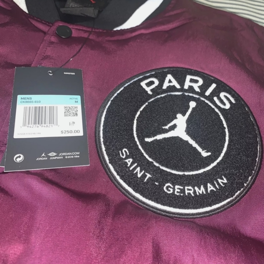 Air Jordan PSG Bordeaux Varsity Jacket, Brand New